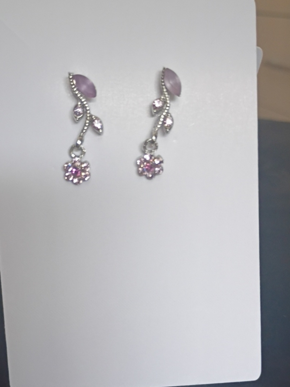 Purple Crystal Floral Drop Earrings